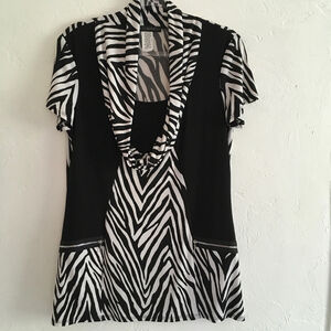 Coco Bianco Zebra Top Women's Medium Black and White